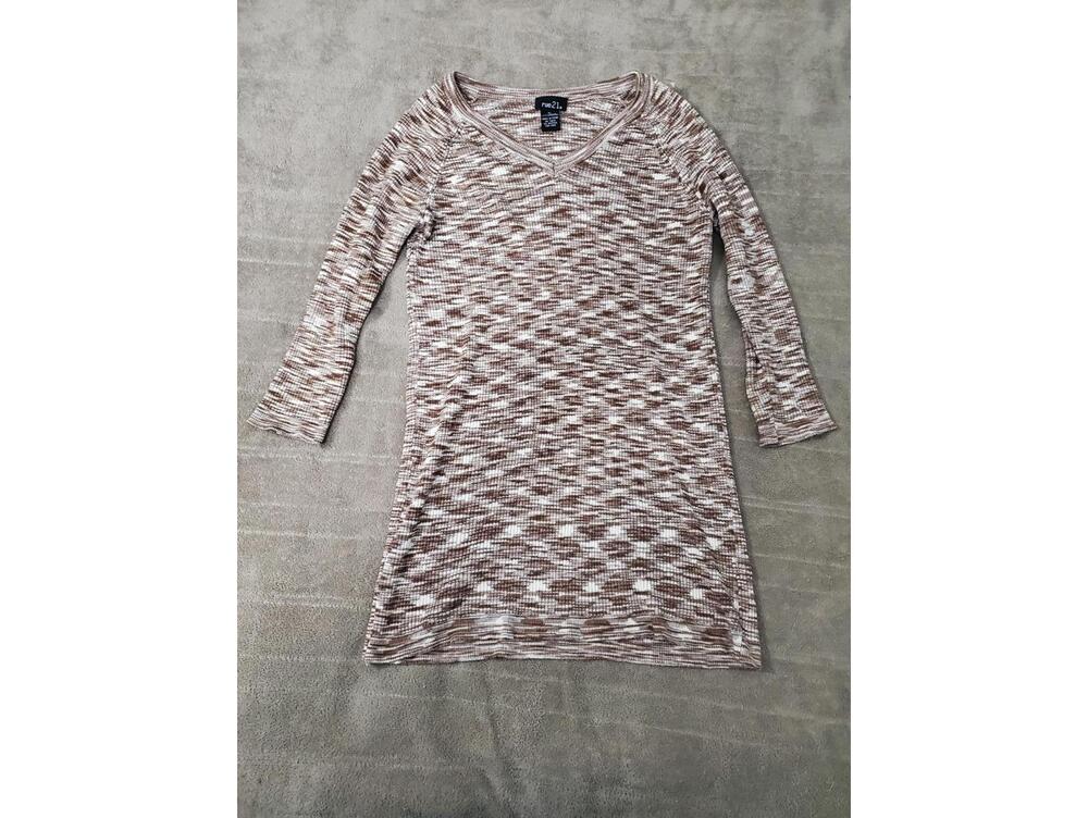 Vintage rue21 Brown and Cream Ribbed Knit sweater XL
